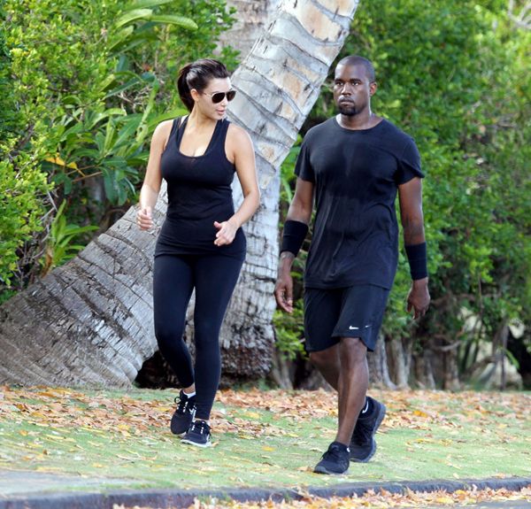 Kanye & Kim in Hawaii Working Out Lipstick Alley